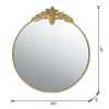 36" x 41" Large Round Wall Mirror with Gold Metal Frame and Intricate Leaf Like Adornment Design Top