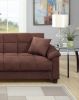 Contemporary Living Room Adjustable Sofa Couch in Chocolate Brown with 2 Matching Pillows, Cushioned Arms and Hidden Storage