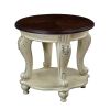 3 Piece Coffee Table Set with Antique Design, Floral Carvings, Chip Distressed Look and Two Tone Finish