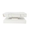 16.93” LED White Modern Coffee Table with Remote Control, 2 Tiers, 1 Top Storage Drawer and Pedestal Base