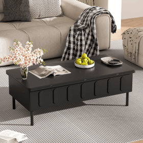 3 In 1 Lift-Top Table with Foldable Top, Coffee Table, Workstation or Dining Table, 2 Side Drawers and Hidden Storage Compartments