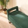 67.91” Green Velvet Storage Ottoman Bench with Armrests and Hidden Storage Compartment