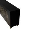 Black Modern Fluted Sideboard Buffet Cabinet with 4 Doors Storage and Adjustable Shelves