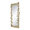 60.8” Full Length Rectangle Mirror with Golden Leaf Accents and Detailed Craftsmanship