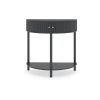 Artisan-Crafted Wave-Pattern Demi-Lune Console Table with Unique Half Moon Design, 2 Drawers, and Open Bottom Shelf
