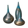 Set of 3, Madison Park Signature Handmade Aurora Blue and Bronze Decorative Glass Vases