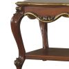 Honey Oak End Table with Open Bottom Shelf and Queen Anne Legs