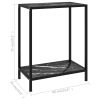 Black Console Table with Textured Marble Top and Open Bottom Shelf