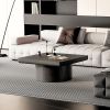 Modern Wood Nesting Coffee Table Set, 2-Piece with Cylindrical & Fluted Pedestal