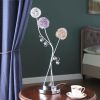 24” Metal Table Lamp, Silver Chrome Base with Dandelion Design and 3 Shade Colors