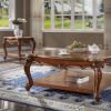 Honey Oak End Table with Open Bottom Shelf and Queen Anne Legs