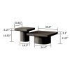 Modern Wood Nesting Coffee Table Set, 2-Piece with Cylindrical & Fluted Pedestal