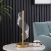 Gold Tubular LED Table Lamp with “S” Wave Swirl Acrylic Shade