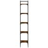 5 Tier Smoked Oak Bookshelf or Display Stand with Adjustable Shelves and Adjustable Foot Pads