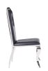 Set of 2, Black and Silver Dining Chairs with Cabriole Design Legs, Synthetic Leather Fabric, Silver Stainless Steel Frame and Cut-Out Back