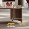 31.5” Round Nesting Coffee Table Set with Marble Tabletop, Smoked Glass Shelf, Storage, Expandable Design and Rotating Wheels