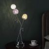 24” Metal Table Lamp, Silver Chrome Base with Dandelion Design and 3 Shade Colors