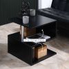 S-Shaped Black Side Table with 3 Tiers and Steel Support Poles