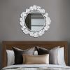 30.5" Eden Gingko Leaf Round White Wall Mirror