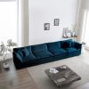 146.5” Modular Sectional Sofa with 4 Spacious Seating Areas, Padded Cushions and Made of Blue Chenille Upholstered Fabric