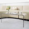 39.25” Clear Acrylic Coffee Table with Long Rectangle Shape and Waterfall Style Leg Design
