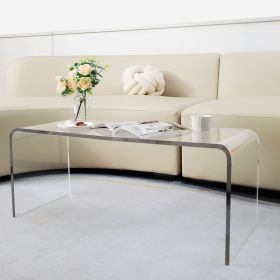 39.25” Clear Acrylic Coffee Table with Long Rectangle Shape and Waterfall Style Leg Design