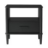 Black Transitional Solid Wood Spindle Nightstand with 1 Drawer and Open Shelf for Storage or Display