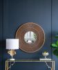 31.5” Round Carter Wooden Mirror with Gold Iron Frame and Pleated Carved Pattern