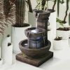 16” Indoor-Outdoor Water Fountain with LED Light and Waterfall Design