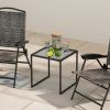 Tempered Glass Side End Table with Black Metal Frame for Indoor and Outdoor Usage