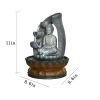 11” Indoor Buddha Fountain Fengshui Tabletop Decorative Waterfall Kit with Submersible Pump and Electric Power Cord