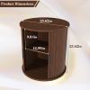 Mid Century Modern Cylinder End Table with Built-in Charging Station, Sliding Door, 2-Tier Storage and USB Port & AC Outlet