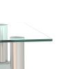 Set of 2, White Square Modern End Tables with Clear Tempered Glass Top, Frosted Bottom Glass and Metal Legs