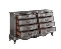 Ariadne Antique Platinum Finish Dresser with Scrolled Trim Detailing and 8 Drawers