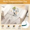 20" x 20" x 22.5" Side End Table with Clear Tempered Glass Top and Silver Intersecting Metal Legs