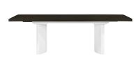 78" Carene White & Brown Finish Dining Table with Curved Ridged Line Legs and 18" Leaf