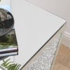 Inverted Triangular Silver Mirror Square Side End Table with Crushed Crystal Diamond Inlaid Design