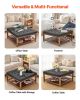 VEVOR 34.5” Large Square Ottoman Coffee Table with Storage Shelf and Button-Tufted Top