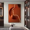 Modern Abstract People Wall Art Decor with Radiant Orange Tones, Vertical Rectangular Shape and Lightweight Alloy Frame
