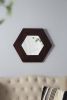 18.5" Hexagon Mirror with Dark Brown Teak Wood Frame