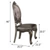 Set of 2 Silver & Antique Platinum Oval Back Chairs with Floral Backrest Design and Motif Design Legs and Chair Top
