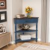 33.8” Small Triangle Corner Table with 3 Tiers, 2 Open Bottom Shelves and 1 Top Drawer