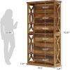 6 Tier Bookshelf Display Rack with Enclosed Back, Protective Design Sides and Top Surface For Extra Storage & Display