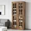 71” Walnut Rectangle Storage Cabinet with Doors and Adjustable Shelves