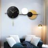 35.4" Modern Hand Painted Metal Digital Wall Clock with Geometric Design and Silent Quartz Movement