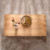 Modern Open-Frame Elegant Curved Light Wood Coffee Table with Open Bottom Storage Shelf