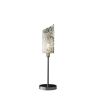 22" Aldo Upright Concave Aluminum Brush Silver Table Lamp with Cylindrical Chaotic Pattern Cynlindrical Shade