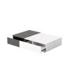 Modern Style Rectangular Black & White Coffee Table with Two Storage Spaces and Marble Patchwork Design