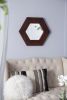 18.5" Hexagon Mirror with Dark Brown Teak Wood Frame