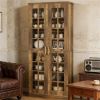 71” Walnut Rectangle Storage Cabinet with Doors and Adjustable Shelves